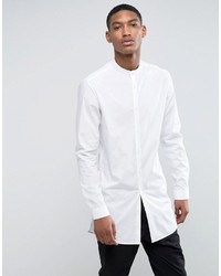 Asos Slim Super Longline Shirt With Grandad Collar