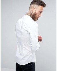 Asos Super Skinny Shirt In White With Grandad Collar