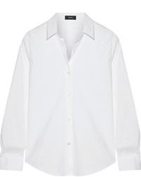 Theory Tenia Stretch Cotton Blend Piqu Shirt White