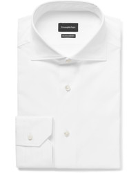 Ermenegildo Zegna White Cutaway Collar Cotton Poplin Shirt