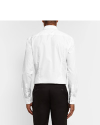 Hugo Boss White Jamis Slim Fit Contrast Trimmed Cotton Poplin Shirt