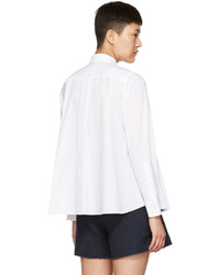 Sacai White Pleated Bib Shirt