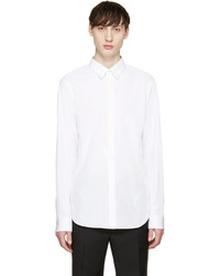 Calvin Klein Collection White Poplin Topstitched Shirt