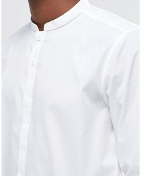 Asos White Shirt With Mandarin Collar In Regular Fit