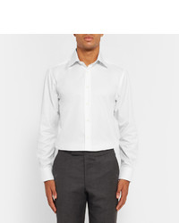 Canali White Slim Fit Cotton Twill Shirt
