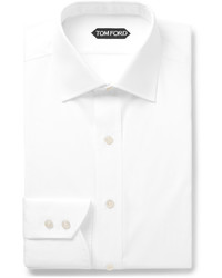 Tom Ford White Slim Fit Cutaway Collar Cotton Poplin Shirt