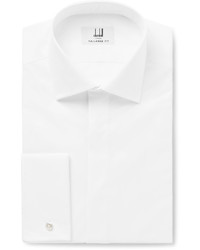 Dunhill White Slim Fit Cutaway Collar Cotton Shirt