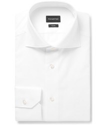 Ermenegildo Zegna White Slim Fit Cutaway Collar Trofeo Cotton Shirt