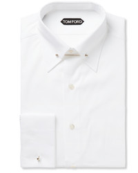 Tom Ford White Slim Fit Pinned Collar Double Cuff Cotton Poplin Shirt