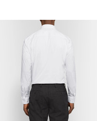 Burberry White Slim Fit Stretch Cotton Blend Poplin Shirt
