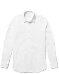 Prada White Slim Fit Stretch Cotton Blend Shirt