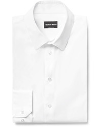Giorgio Armani White Slim Fit Stretch Cotton Blend Shirt