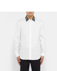 Alexander McQueen White Slim Fit Studded Collar Cotton Poplin Shirt