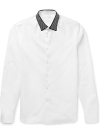Alexander McQueen White Slim Fit Studded Collar Cotton Poplin Shirt