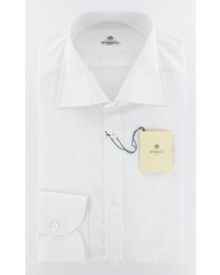 Luigi Borrelli White Solid Button Down Cotton Slim Fit Dress Shirt 16