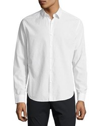 Theory Zack Seersucker Cotton Shirt White