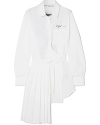 Off-White Asymmetric Printed Cotton Poplin Mini Dress