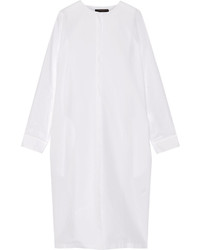 The Row Batcan Cotton And Linen Blend Shirt Dress White