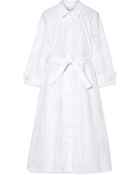 Carolina Herrera Broderie Anglaise Cotton Midi Dress