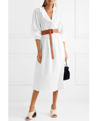 Sonia Rykiel Broderie Anglaise Trimmed Cotton Sateen Shirt Dress White