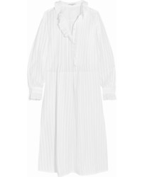 Sonia Rykiel Broderie Anglaise Trimmed Cotton Sateen Shirt Dress White