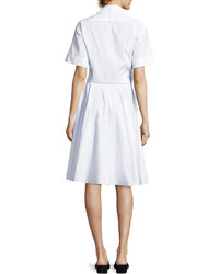 Diane von Furstenberg Collared Cotton Tie Front Shirtdress White