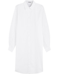 Jil Sander Cotton Shirt Dress With Cut Out Sleeves