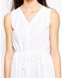 Monki Embroidered Button Front Dress
