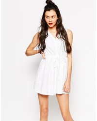 Monki Embroidered Button Front Dress