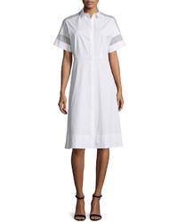 Lafayette 148 New York Galiana Short Sleeve Shirtdress White