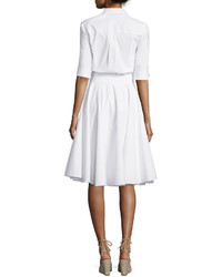 Diane von Furstenberg Half Sleeve Belted Shirtdress White