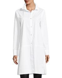 Eileen Fisher Long Sleeve Stretch Cotton Lawn Shirtdress Plus Size