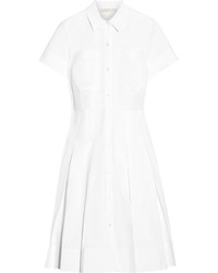 MICHAEL Michael Kors Michl Michl Kors Pleated Stretch Cotton Poplin Shirt Dress White