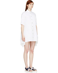 Mm6 Maison Margiela White Linen Shirt Dress