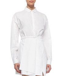 No.21 Long Sleeve Collared Shirtdress White