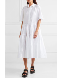 Cecilie Bahnsen Primrose Oversized Tiered Cotton Poplin Shirt Dress