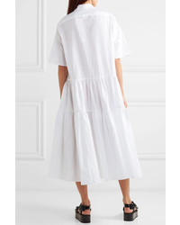 Cecilie Bahnsen Primrose Oversized Tiered Cotton Poplin Shirt Dress