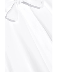 MM6 MAISON MARGIELA Pussy Bow Cotton Poplin Mini Shirt Dress White