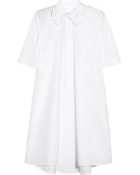MM6 MAISON MARGIELA Pussy Bow Cotton Poplin Mini Shirt Dress White