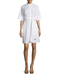 3.1 Phillip Lim Short Sleeve Belted Poplin Shirtdress White