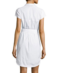 Diane von Furstenberg Short Sleeve Belted Shirtdress White