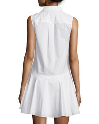 Derek Lam 10 Crosby Sleeveless Tie Waist Poplin Shirtdress Soft White