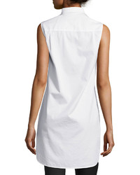 Alexander Wang T By Poplin Sleeveless Shirtdress White