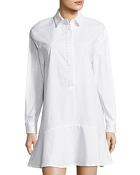 Elliatt Water Textured Shoulder Flounce Shirtdress White