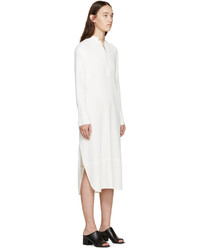 Helmut Lang White Crepe Shirt Dress