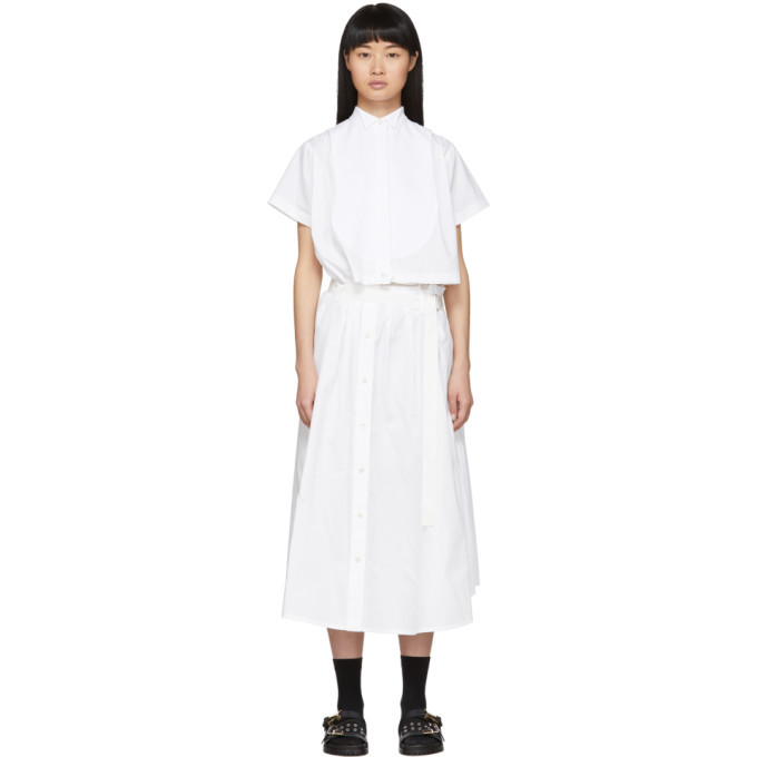 Sacai White Cut Out Shirt Dress, $513 | SSENSE | Lookastic