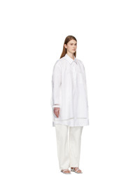Maison Margiela White Sheer Overlay Shirt Dress