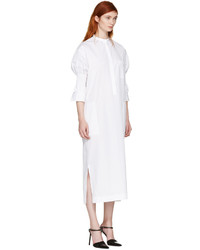 Haider Ackermann White Smocked Shirt Dress