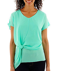 jcpenney Ana Ana Short Sleeve Knot Front Blouse