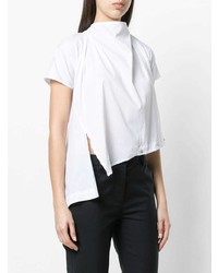 Balossa White Shirt Asymmetric Draped Shoulder Shirt